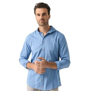 JOHNNIE-O Men's Albin Top Shelf Button-Down LS Shirt in Laguna Blue | XL
